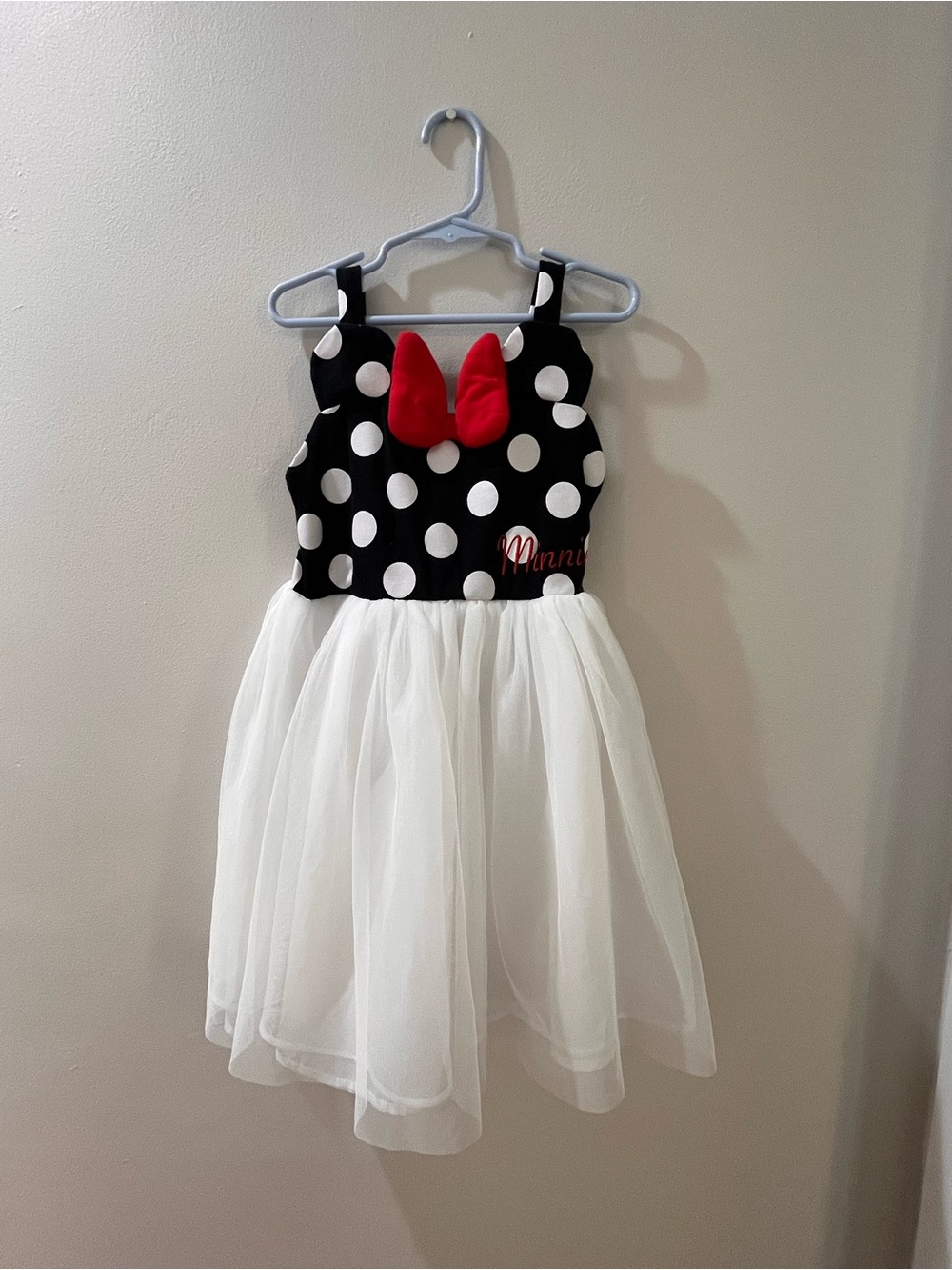 Disney Black and White Polka Dot Dress with Red Bow Accent